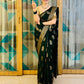 Bottle Green Banaras Crepe Silk- Heena
