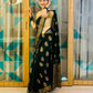 Bottle Green Banaras Crepe Silk- Heena