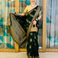Bottle Green Banaras Crepe Silk- Heena