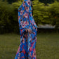 Flower Printed pure Georgette Saree - Blue