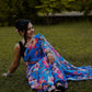 Flower Printed pure Georgette Saree - Blue