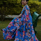 Flower Printed pure Georgette Saree - Blue