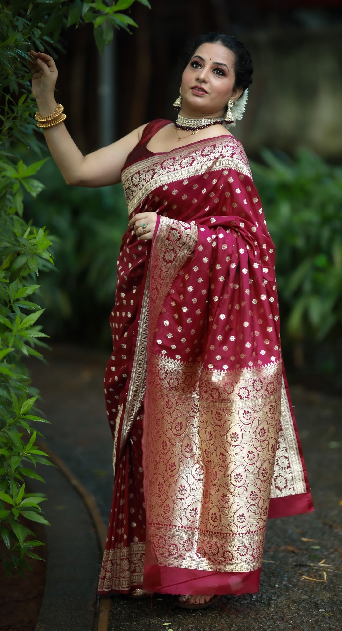 Maroon Katan Silk