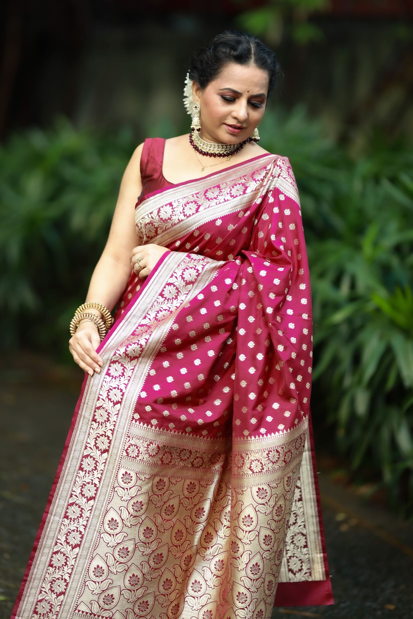 Maroon Katan Silk