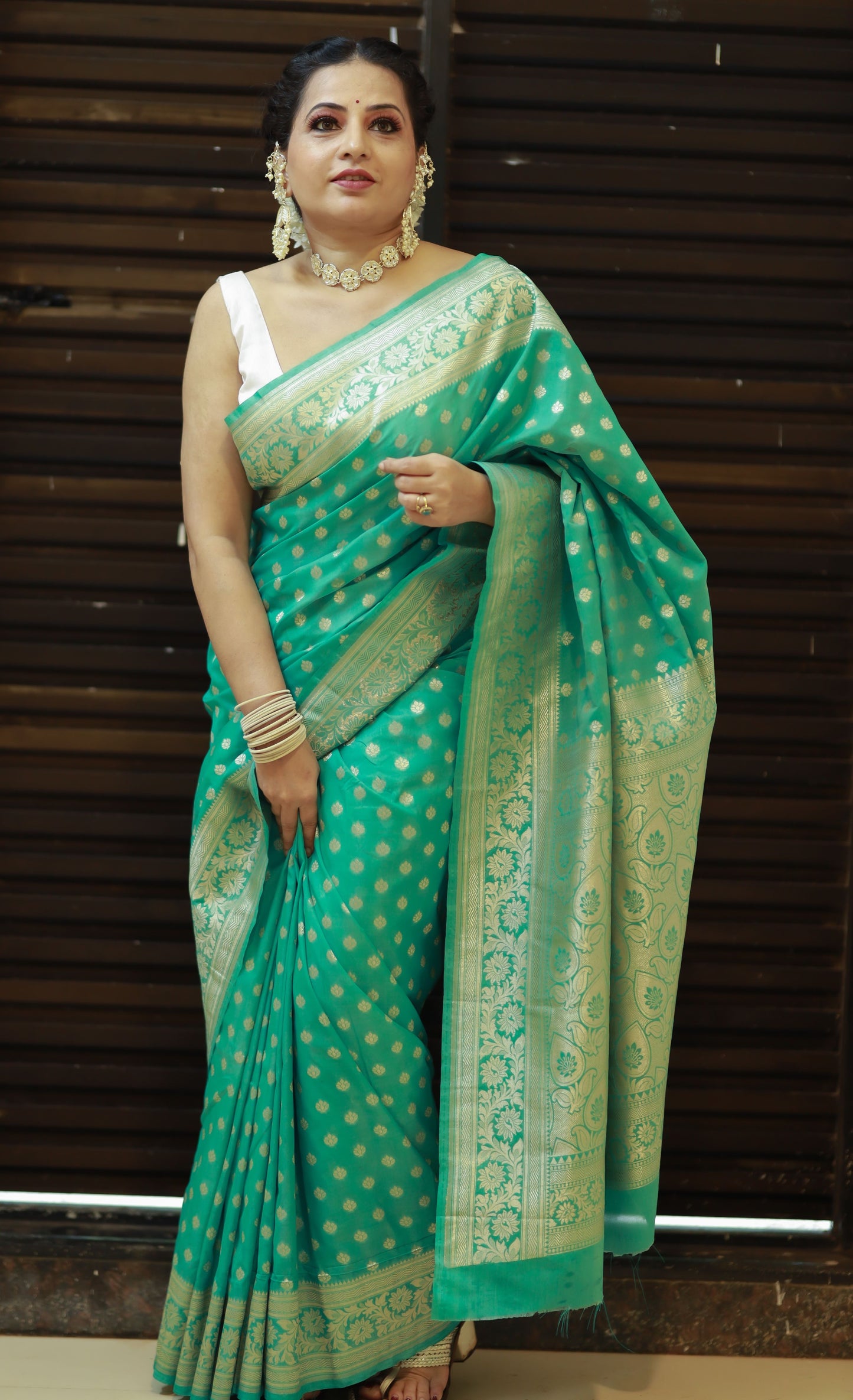 Turquoise-blue Katan Silk - AbirabyBeena