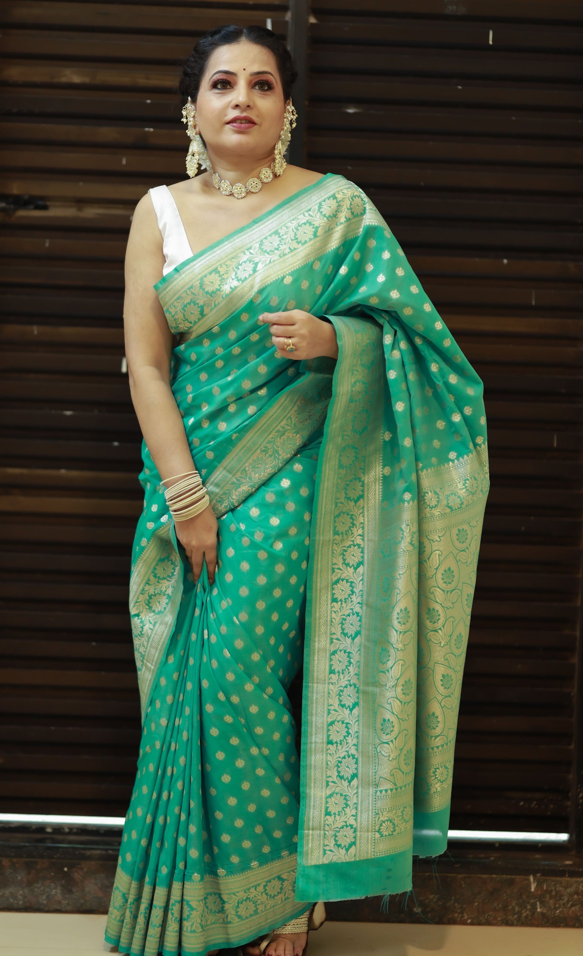 Turquoise-blue Katan Silk - AbirabyBeena