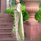Embroidered cutwork tissue silk saree - Green