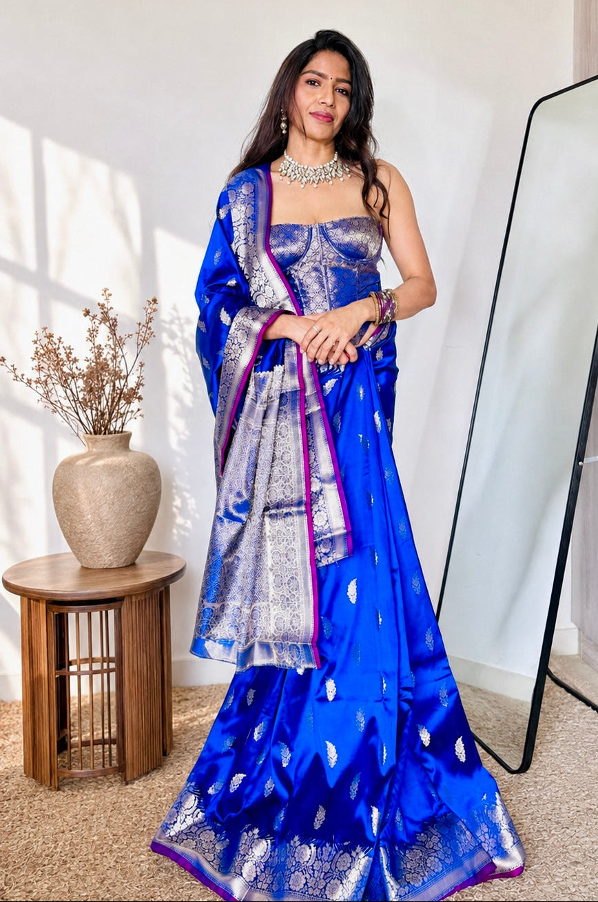 Royal Heritage Soft Silk Saree – Royal Blue