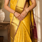 Soft Silk Saree – Yellow | Gold Zari Border