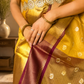 Soft Silk Saree – Yellow | Gold Zari Border