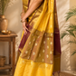 Soft Silk Saree – Yellow | Gold Zari Border