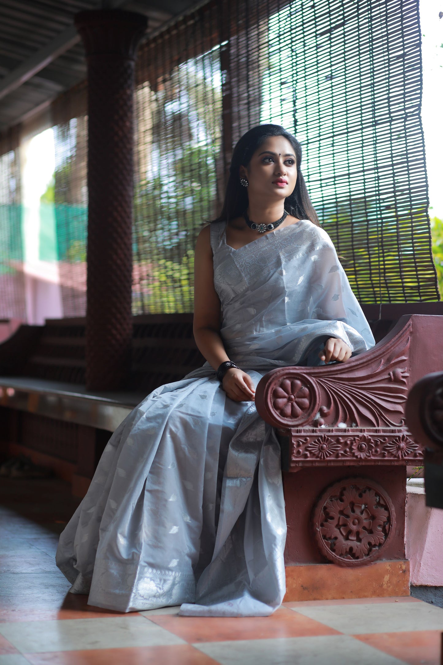 Grey Banaras Soft Georgette silk
