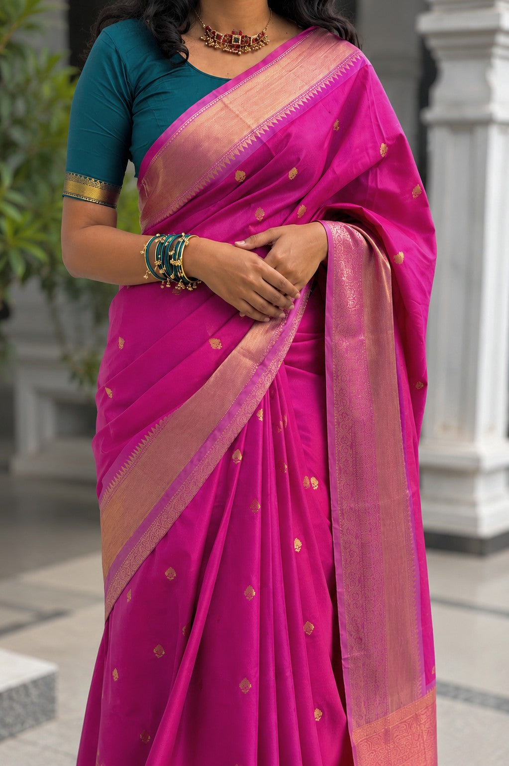 Regal Soft Silk Saree – Rani Pink