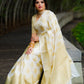 White Butta Banaras Crepe silk - AbirabyBeena