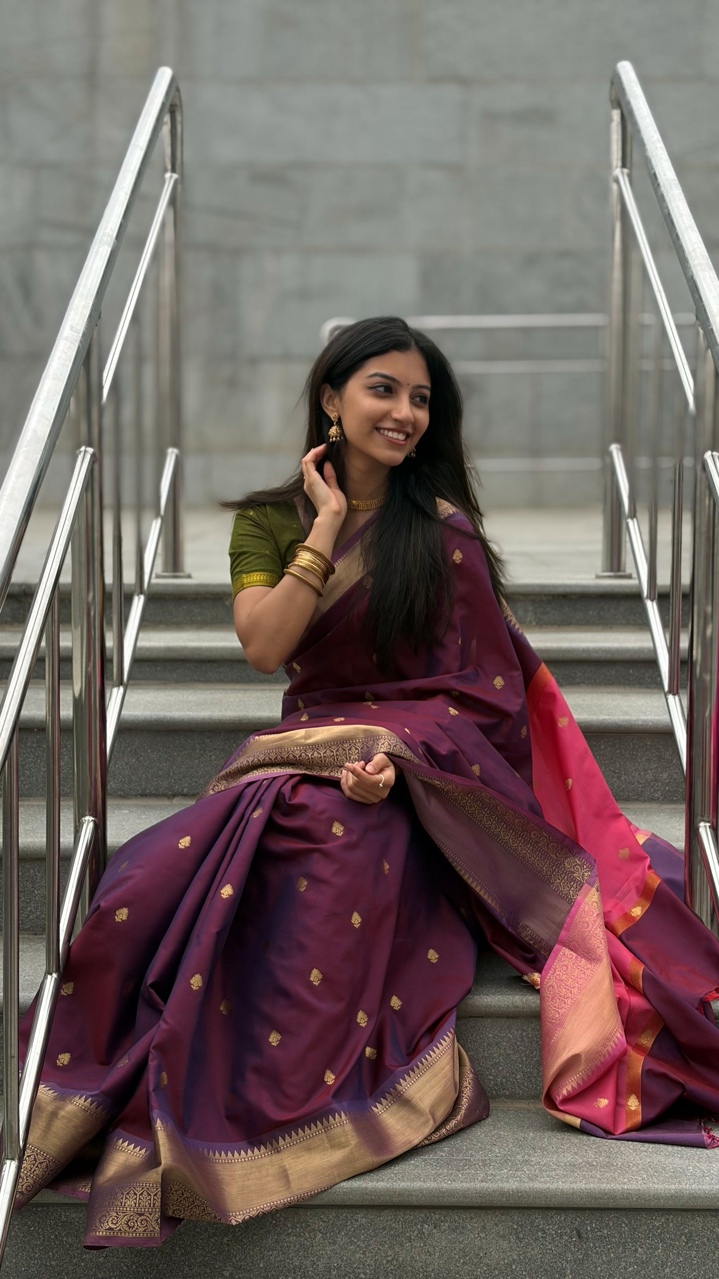 Regal Soft Silk Saree – Plum Purple