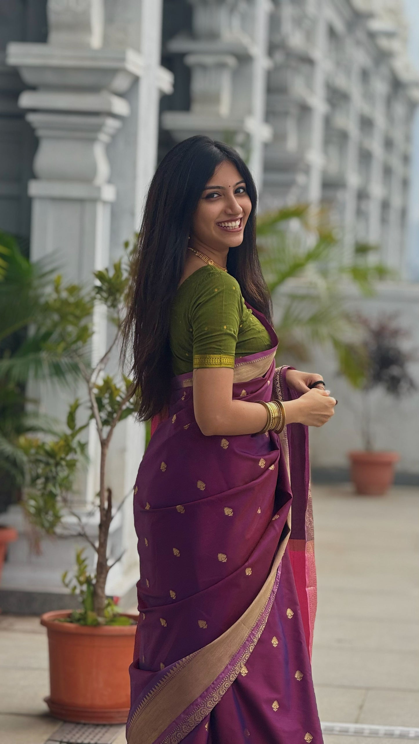 Regal Soft Silk Saree – Plum Purple