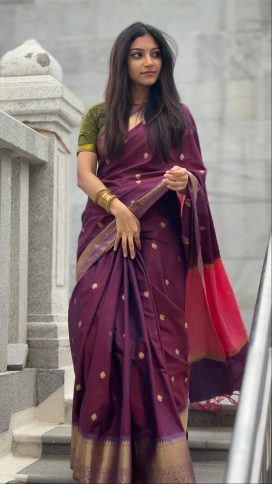 Regal Soft Silk Saree – Plum Purple