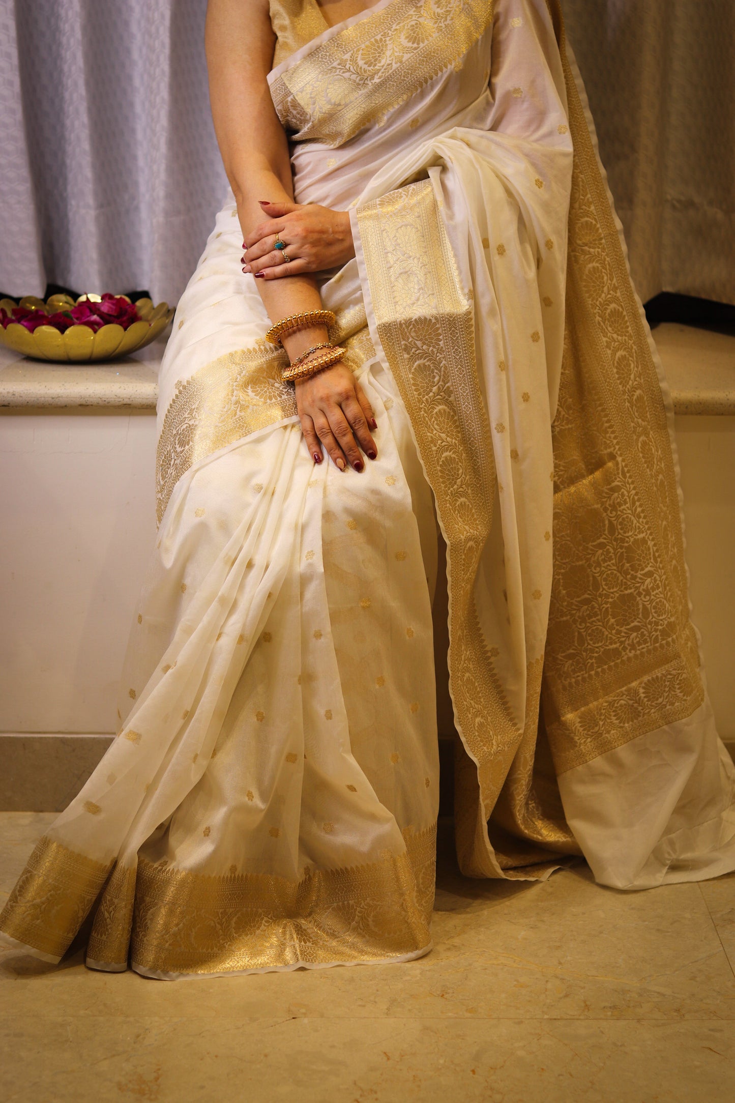 White Banaras Soft Georgette silk