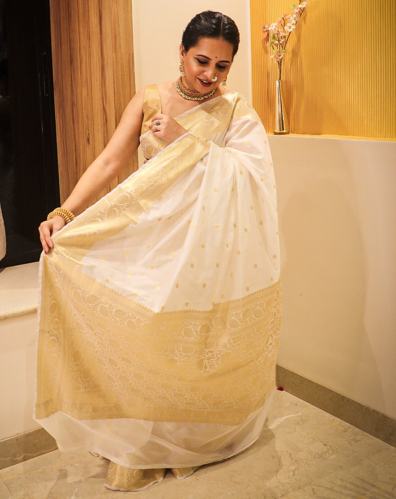 White Banaras Soft Georgette silk
