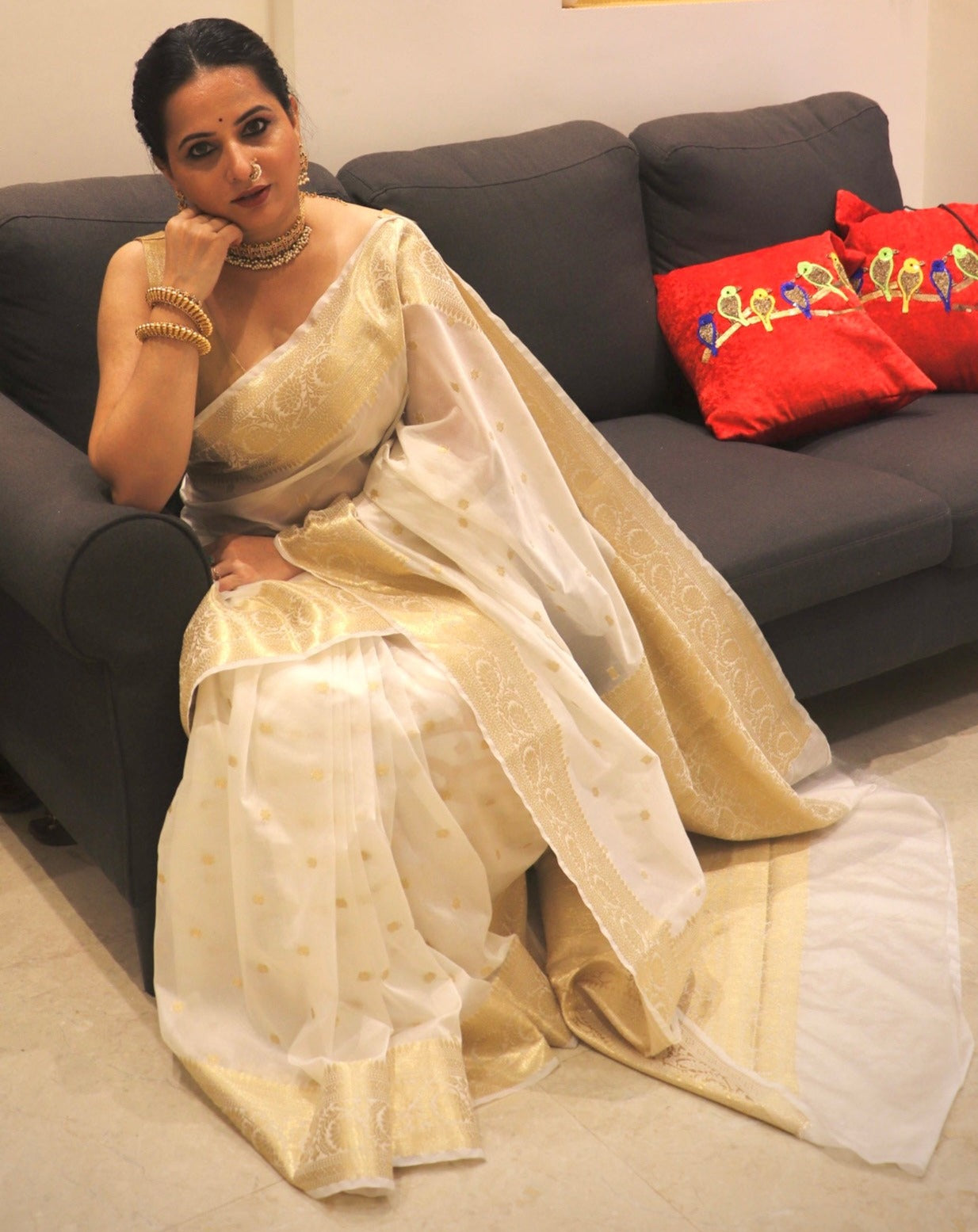 White Banaras Soft Georgette silk