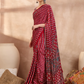 Red Ajrakh Print Saree with Real Mirror Work
