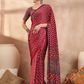 Red Ajrakh Print Saree with Real Mirror Work