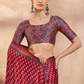 Red Ajrakh Print Saree with Real Mirror Work