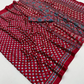 Red Ajrakh Print Saree with Real Mirror Work