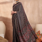 Black Ajrakh Print Saree with Real Mirror Work