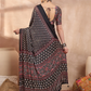 Black Ajrakh Print Saree with Real Mirror Work