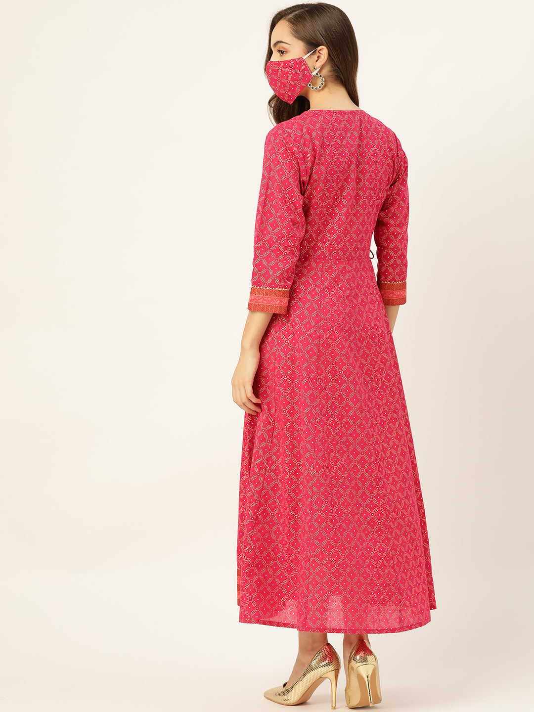 Pink Cotton Anarkali kurta