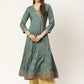 Green Printed & Embroided Rayon Anarkali