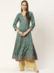 Green Printed & Embroided Rayon Anarkali - AbirabyBeena