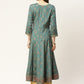 Green Printed & Embroided Rayon Anarkali