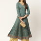 Green Printed & Embroided Rayon Anarkali