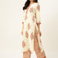 Off White Floral Printed Kurta With Dupatta & Trouser - AbirabyBeena