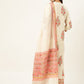 Off White Floral Printed Kurta With Dupatta & Trouser - AbirabyBeena