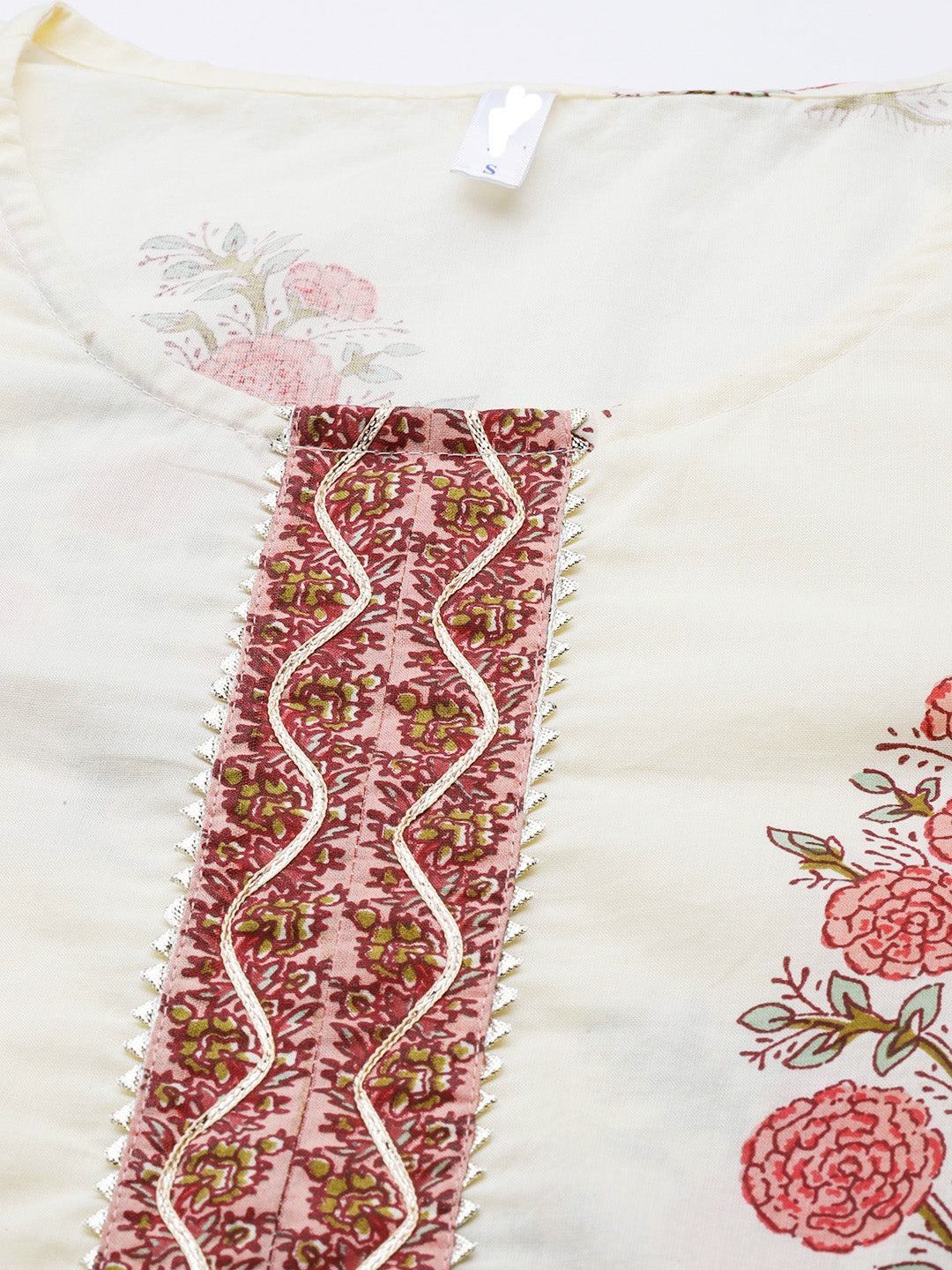 Off White Floral Printed Kurta With Dupatta & Trouser - AbirabyBeena