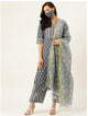 Grey Printed Kurta With Dupatta & Trouser - AbirabyBeena