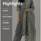Grey Printed Kurta With Dupatta & Trouser