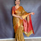 Nita-Inspired Tissue Silk Saree – Gold with Copper Border