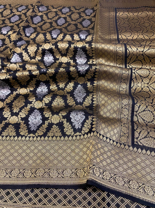 Nita ambani semi katan silk Saree - Black - AbirabyBeena
