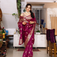 Magenta Katan Silk Saree with Floral Zari Brocade Border