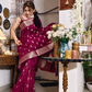 Magenta Katan Silk Saree with Floral Zari Brocade Border