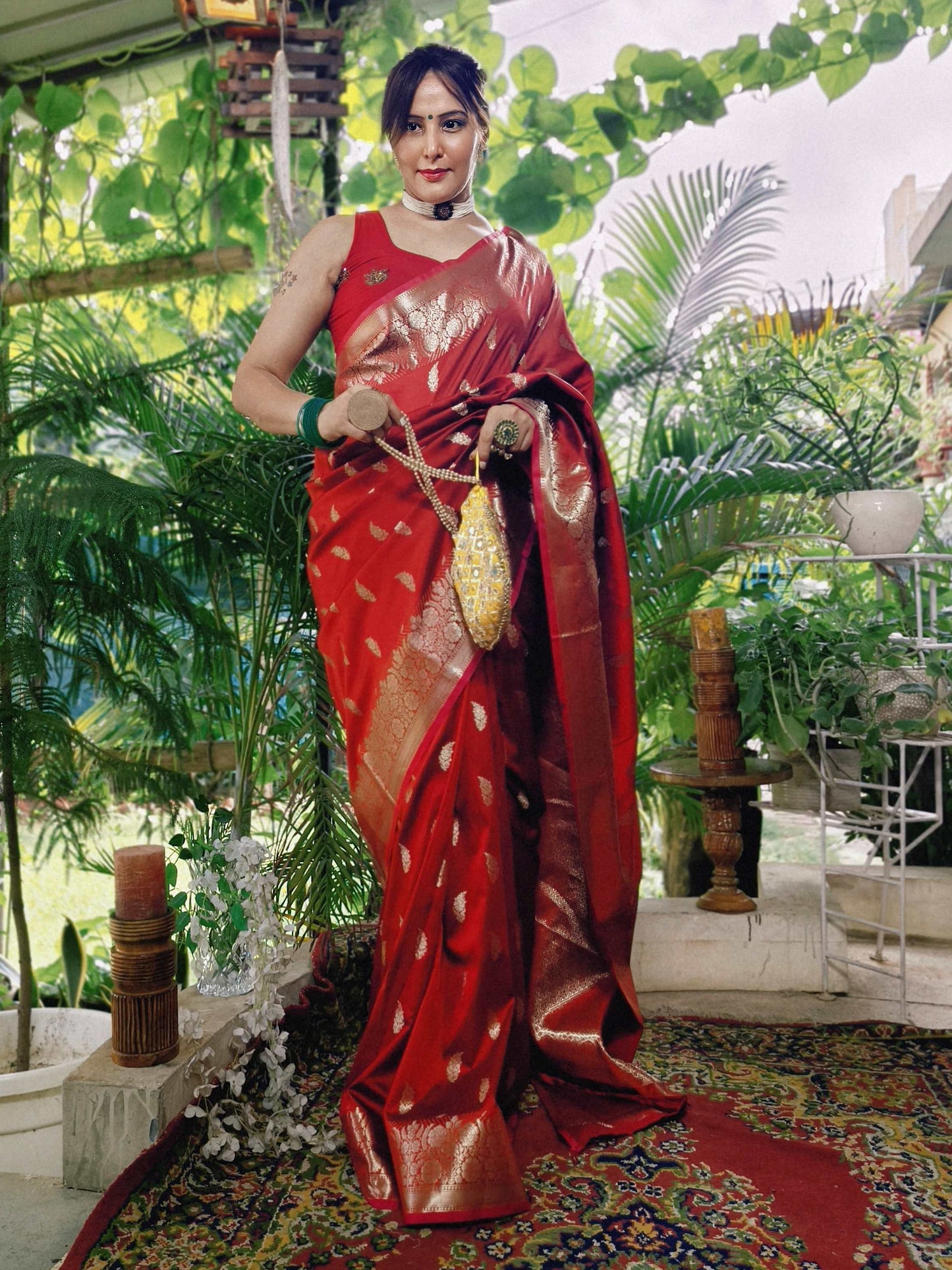 Royal Heritage Soft Silk Saree – Crimson Red