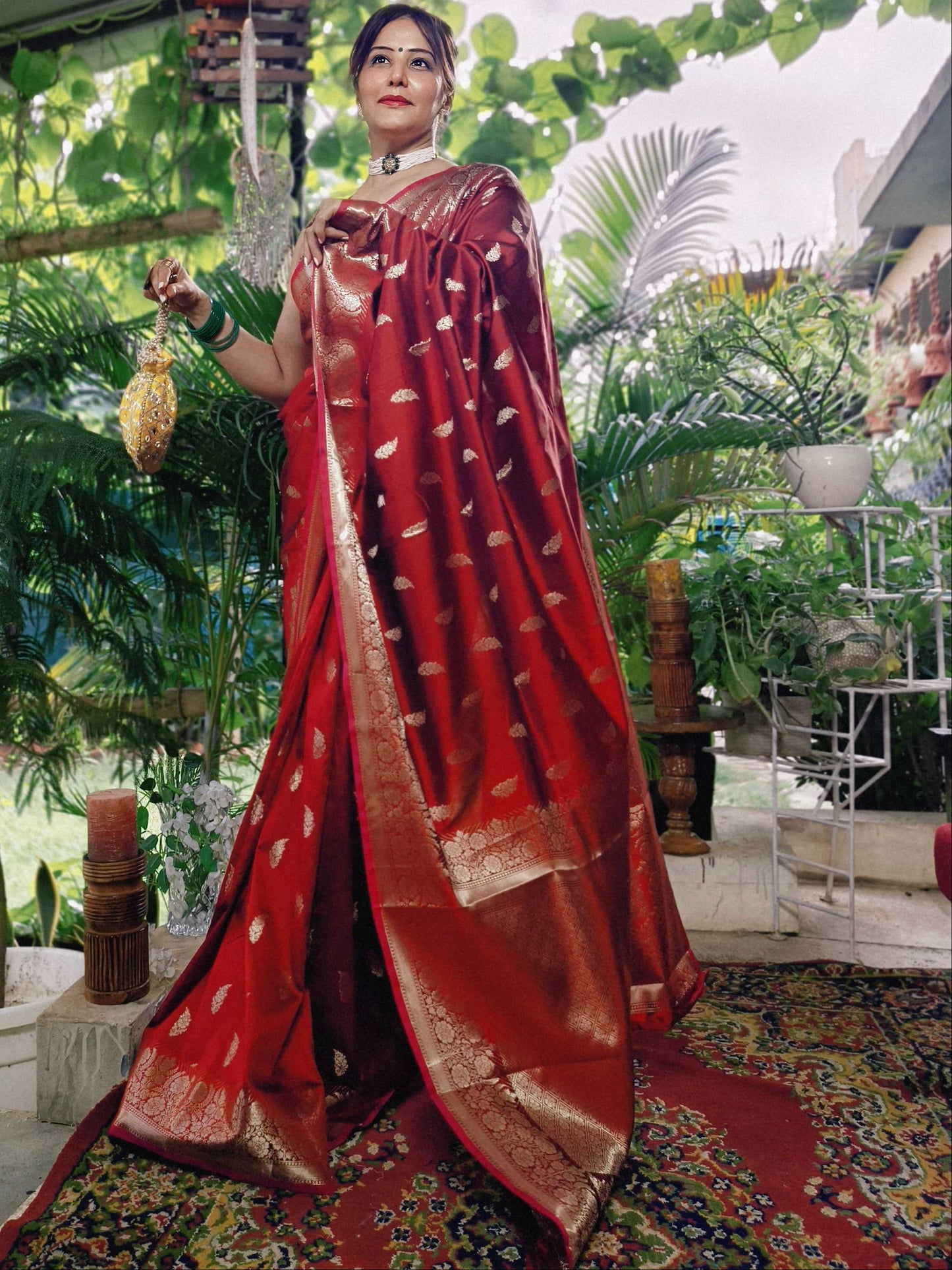 Royal Heritage Soft Silk Saree – Crimson Red