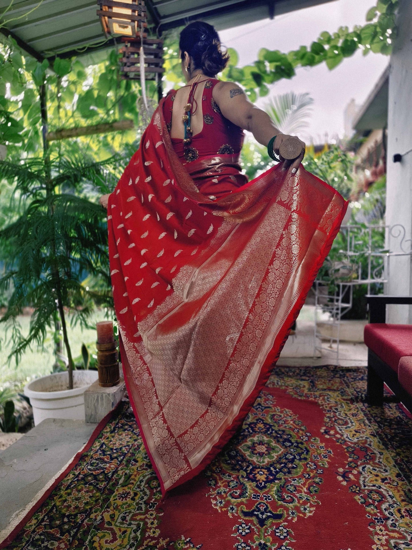 Royal Heritage Soft Silk Saree – Crimson Red