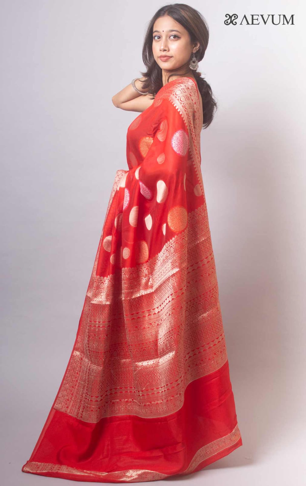 Red Georgette silk Saree-Mona