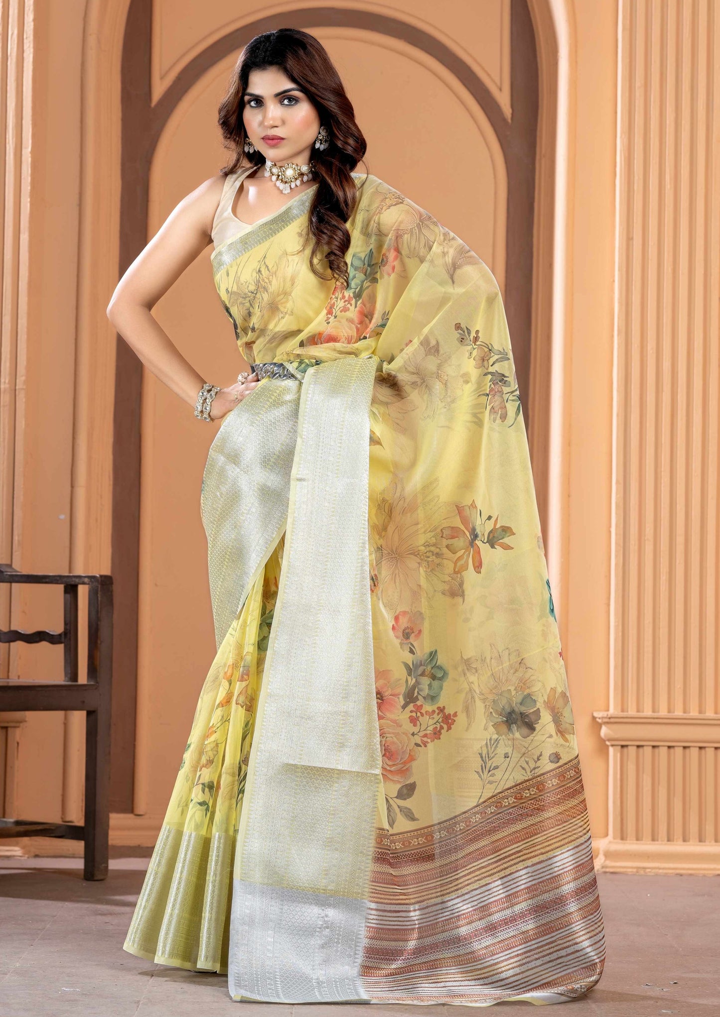 Yellow Kora Organza soft silk - Sara