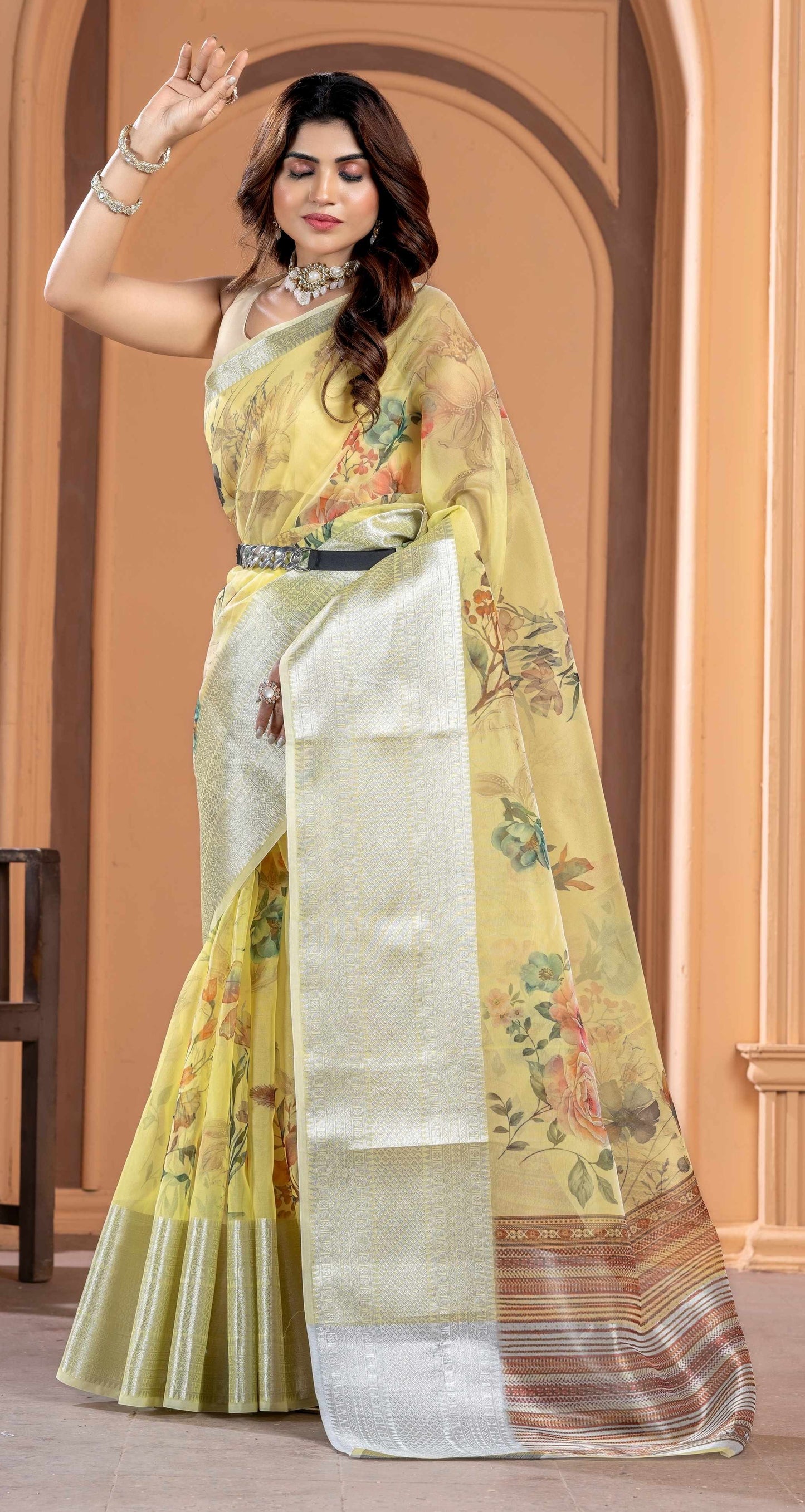 Yellow Kora Organza soft silk - Sara